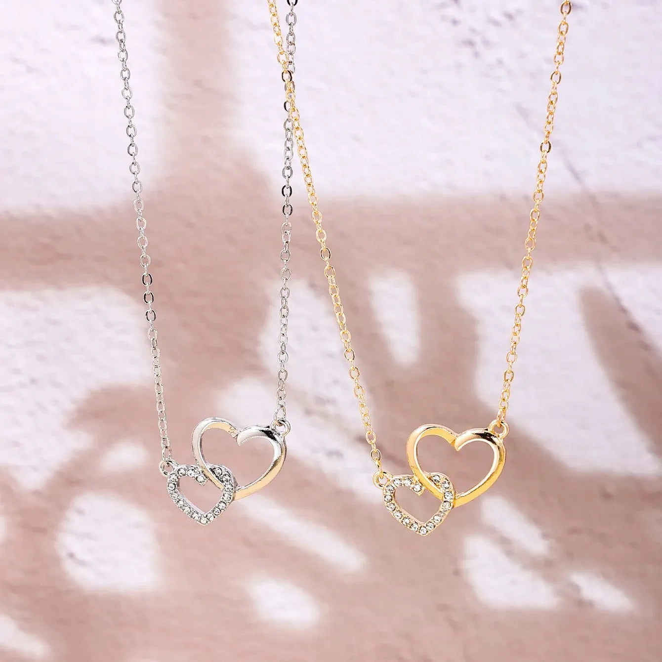 Wholesale Fashion Double-ring Love Simple Ladies Pendant Necklace